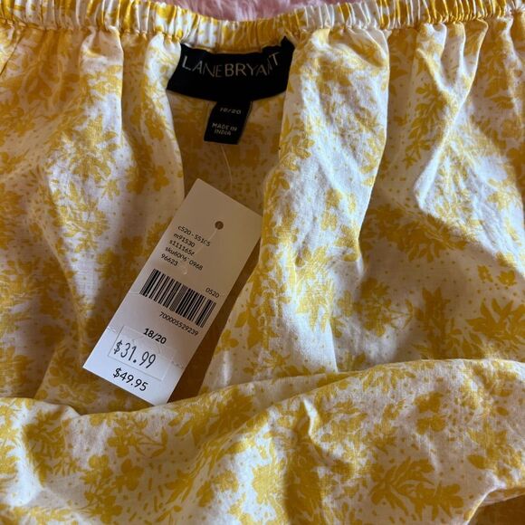 Lane Bryant NWT Yellow Eyelet Embroidery Ruffle Off Shoulder Floral Blouse 18/20 - Picture 11 of 11